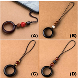 Car Hanging Ornament Cellphone Finger Ring Charm (123) Ebony Wood Beads