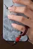 Car Hanging Ornament Cellphone Finger Ring Charm (123) Ebony Wood Beads