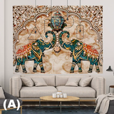 Indian Style Decorative Fabric Tapestry Elephant Deer (4 Styles) Hanging Wall Art