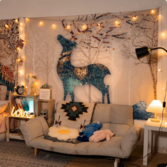 Indian Style Decorative Fabric Tapestry Elephant Deer Hanging Wall Art