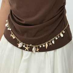 Fashion Accessories (173) Shell Faux Pearl Starfish Gold Colour Belly Waist Chain