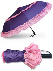 Folding Ruffled Umbrella 105cm Automatic Open & Close