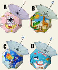 Round Corners 100cm Folding Umbrella for Kids Manual Open & Close