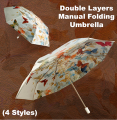 Double Layers Folding Umbrella 98cm Manual Open & Close (4 Styles)