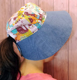 12cm Big Brim Summer Sun Hat (Happy Cats Print) 闊邊太陽帽/遮陽帽/防曬帽 (開心卡通貓圖案)