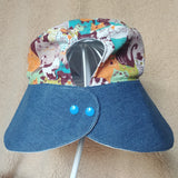 12cm Big Brim Summer Sun Hat (Happy Cats Print) 闊邊太陽帽/遮陽帽/防曬帽 (開心卡通貓圖案)