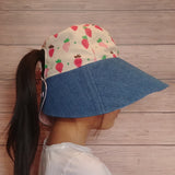 12cm Big Brimmed Summer Sun Hat with / without Ponytail Opening (Strawberries Print) 闊邊太陽帽/遮陽帽/防曬帽 (草莓/士多啤梨圖案)