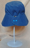 Hand-made 12cm Wide Brimmed Sun Hat with adjustable snap-buttons (Blue Denim) 闊邊太陽帽/遮陽帽/防曬帽 (淨色藍色牛仔布)