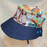 8cm Brim Summer Sun Hat (Happy Cats Print) 闊邊太陽帽/遮陽帽/防曬帽 (開心卡通貓圖案)