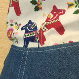 Summer Visor Sun Hat (Floral Horses Print) Cotton Linen + Denim Handmade Hat 棉麻牛仔布太陽帽/遮陽帽/防曬帽 (彩馬圖案)