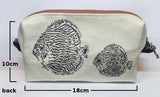 Hand-Printed Silhouette Stencil Art (Aquarium Freshwater Fish Discus) Original Design Accessory Organizer, Zipped Storage Bag, Block Pouch