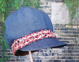 Spring, Summer, Autumn Fall Gatsby Cap / Newsboy Hat for Girls and Women (Blue Denim + Tweed Trim Ribbon) 春夏秋季報童帽 (藍色牛仔布+小香風織帶)