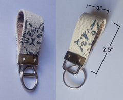 Handmade Key Fob Cute Cat Hand-painted Simple Stencil Art