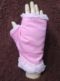 Autumn/Fall Winter Fingerless Gloves (Dark Pink Corduroy + Faux Sherpa) 冬季露指手套 (深粉紅色燈芯絨+羊羔絨仿綿羊毛)