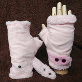 Adjustable Snap Buttons Autumn/Fall Winter Fingerless Hand Warmers (Pink Corduroy + Faux Sherpa) 啪鈕可調較鬆緊, 秋冬露指手套 (粉紅色燈芯絨+羊羔絨)