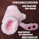 Adjustable Snap Buttons Autumn/Fall Winter Fingerless Hand Warmers (Pink Corduroy + Faux Sherpa) 啪鈕可調較鬆緊, 秋冬露指手套 (粉紅色燈芯絨+羊羔絨)