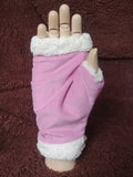 Autumn/Fall Winter Fingerless Gloves (Light Purple Corduroy + Faux Sherpa) 秋冬露指手套 (淺紫色燈芯絨+羊羔絨)