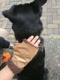 Autumn/Fall Winter Fingerless Gloves (Mud Yellow/Light Brown Corduroy + Faux Sherpa) 冬季露指手套 (淺啡色/泥黃色燈芯絨+羊羔絨)