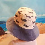 Reversible and Adjustable Fisherman Hat (Blue Whales) Bucket Hat for Toddler Little Boys Girls. 自製可調節鬆緊雙面漁夫帽 (藍鯨/鯨魚圖案)