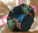Cute Handmade Bucket Hat, Sun Hat for Toddler Little Boy (Cotton Linen Happy Cats + Lightweight Denim + Cotton Lining)