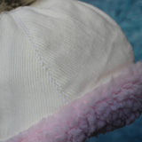 White Corduroy + Faux Sherpa Winter Beanie Crochet Hat for Toddlers, Girls, Women 冬日款式秋女裝保暖帽子 (白色燈芯絨+羊羔絨)
